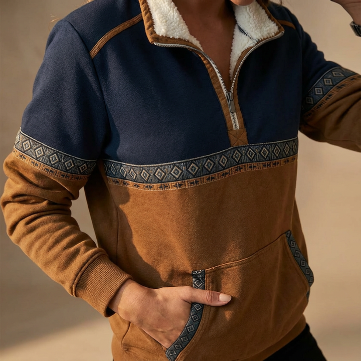 Rowena - סריג כותנה עם רוכסן חצי