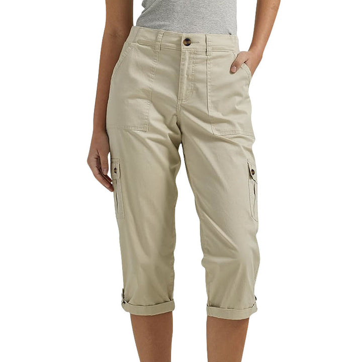 Orelyn - Multi-Pocket Stretch Woven Capri Cargo Trousers